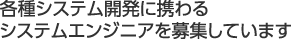各種システム開発に携わるシステムエンジニアを募集しています